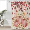Anzona Thanksgiving Waterproof Shower Curtains Set - Small 36 x 78 Inch, Fall Pink Orange Pumpkin Flower Watercolor Burlap Polyester Fabric Bathroom Curtain, Bathroom Accessories, 1 Panel view 3