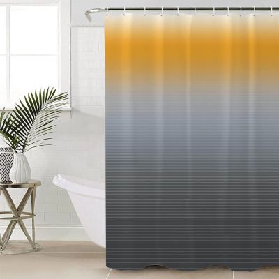 Ombre Shower Curtain for Bathroom 66" x 72" Mustard Yellow and Grey Gradient Shower Curtain with Hooks Polyester Waterproof Home Bathtub Decor