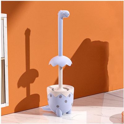 POCHY Creative Toilet Brush Plastic Floor Compact Toilet Cleaner Brush and Stand, Cute Toilet Bowl Brush Animal Toilet Scrubber