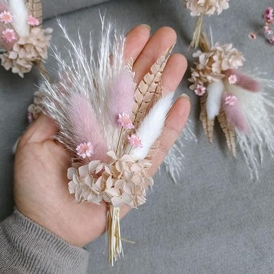 ASMEIR Small Flower Rose Wedding Corsage Dried Flowers Gypsum Bridesmaid Guests Wedding Accessories DIY Crafts (Color : A005, Size : Bouquet only)