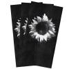 Abstract Floral Kitchen Towel Absorbent Dish Towels Black White Art Blossom Sunflower 3 Pack Soft Reusable Hand Towel Washing Cloths, Quick Drying Hanging Terry for Home Cleaning Aesthetic Plant view 1