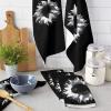 Abstract Floral Kitchen Towel Absorbent Dish Towels Black White Art Blossom Sunflower 3 Pack Soft Reusable Hand Towel Washing Cloths, Quick Drying Hanging Terry for Home Cleaning Aesthetic Plant view 3