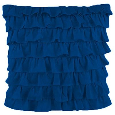 2-PC Ultra Soft Solid Multi Ruffle Pillow sham 500 Thread Count 100% Cotton Fabric (Royal Blue Solid, Square 20'' x 20'')