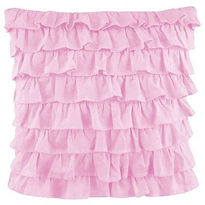 2-PC Ultra Soft Solid Multi Ruffle Pillow sham 500 Thread Count 100% Cotton Fabric (Pink Solid, Continental Square 31'' x 31'')