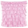 2-PC Ultra Soft Solid Multi Ruffle Pillow sham 500 Thread Count 100% Cotton Fabric (Pink Solid, Continental Square 31'' x 31'') view 1