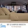 RV/Short Queen Sheet Set, Camper Queen Sheet Set, 4-Piece Bed Sheets for Campers & Travel Trailers, Fits Upto 6-10" Deep Pocket, Luxury Soft Brushed Microfiber Sheets, RV Mattress Sheets - Taupe view 2