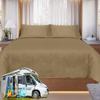 RV/Short Queen Sheet Set, Camper Queen Sheet Set, 4-Piece Bed Sheets for Campers & Travel Trailers, Fits Upto 6-10" Deep Pocket, Luxury Soft Brushed Microfiber Sheets, RV Mattress Sheets - Taupe view 3