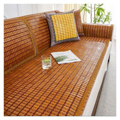 Natural Bamboo Cooling Sofa Cover for 2/3/4 Seater,Anti-Slip Sectional Sofa Slipcovers Armrest Chair Cushions, Breathable Recliner Couch Cover Mat Universal Furniture Protectors for Pet Living Room (