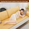 Natural Bamboo Cooling Sofa Cover for 2/3/4 Seater,Anti-Slip Sectional Sofa Slipcovers Armrest Chair Cushions, Breathable Recliner Couch Cover Mat Universal Furniture Protectors for Pet Living Room ( view 4