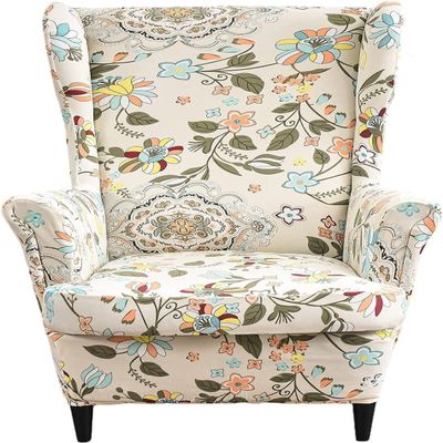 XMAYODS Wing Chair Slipcovers, 2 Piece Stretch Wingback Chair Cover Soft Armchair Covers Furniture Protector Cover with Elastic Bottom for Living Room Bedroom (Color : #43)