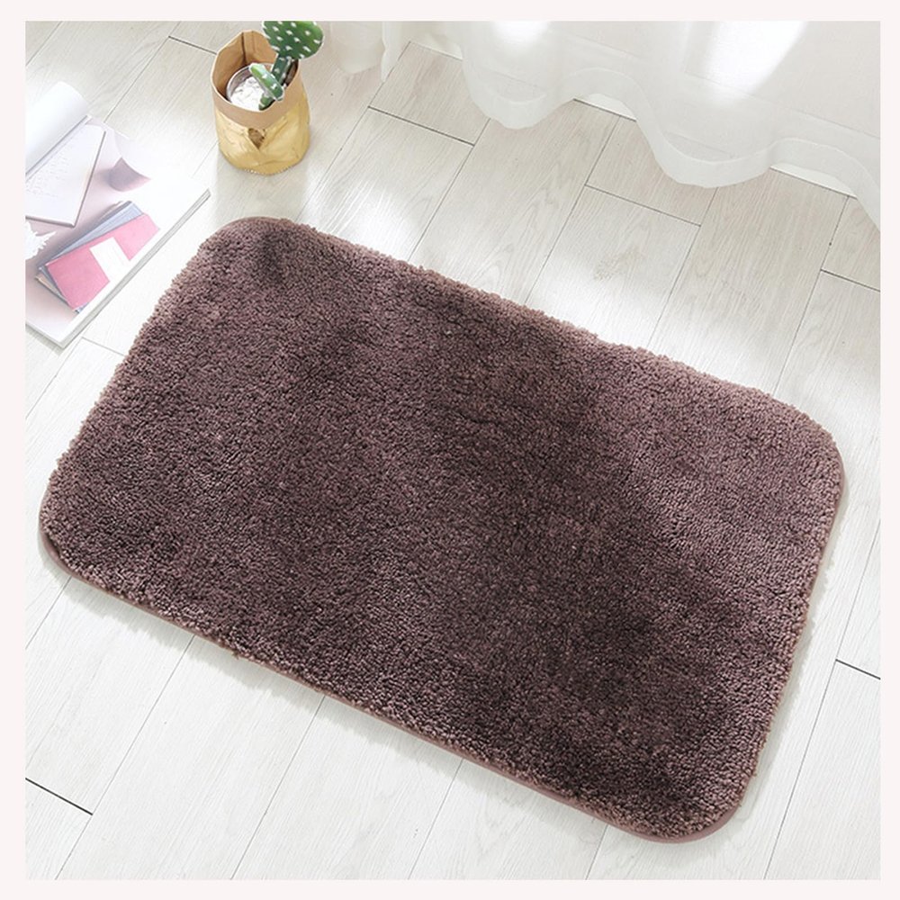 Extra Thick and Absorbent Non-Slip Soft Plush Shaggy Bath Carpet, Machine Wash Dry, Soft Fluffy Water Absorbent Fiber Bathroom Mat 24 x 16 Inches (Coffee)