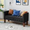 Awonde Storage Bench for Bedroom End of Bed Button Tufted Upholstered Bench Storage Ottoman Bench with Arms 52" Settee Bench Gray Linen view 4