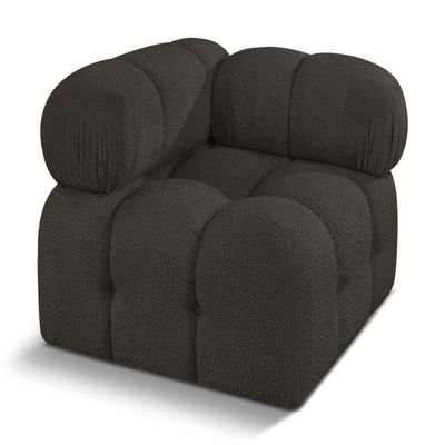 Meridian Furniture 611Brown-Corner Ames Collection Modern | Contemporary Corner with Rich Brown Boucle Fabric, Modular, 34" W x 34" D x 28" H, Brown