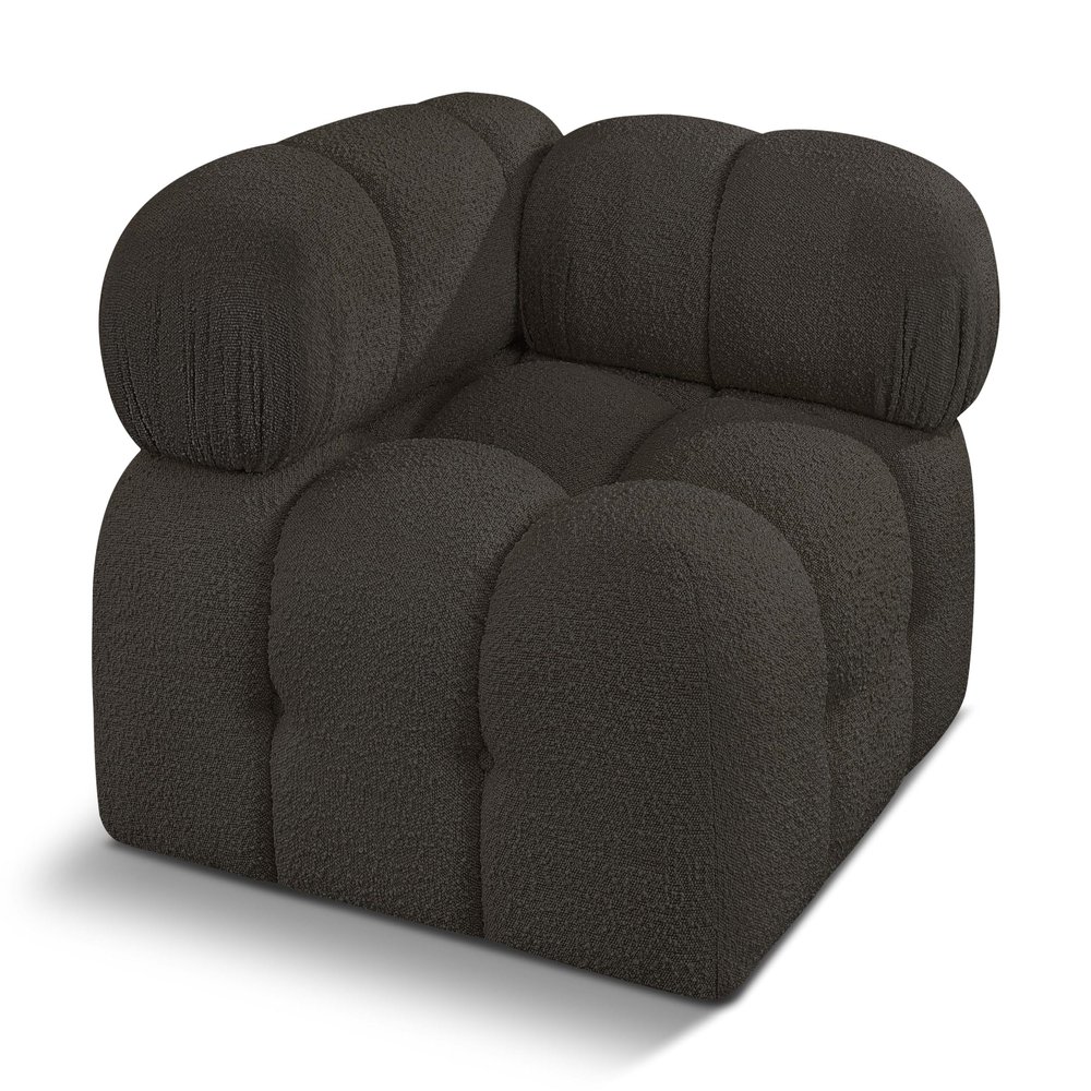 Meridian Furniture 611Brown-Corner Ames Collection Modern | Contemporary Corner with Rich Brown Boucle Fabric, Modular, 34" W x 34" D x 28" H, Brown