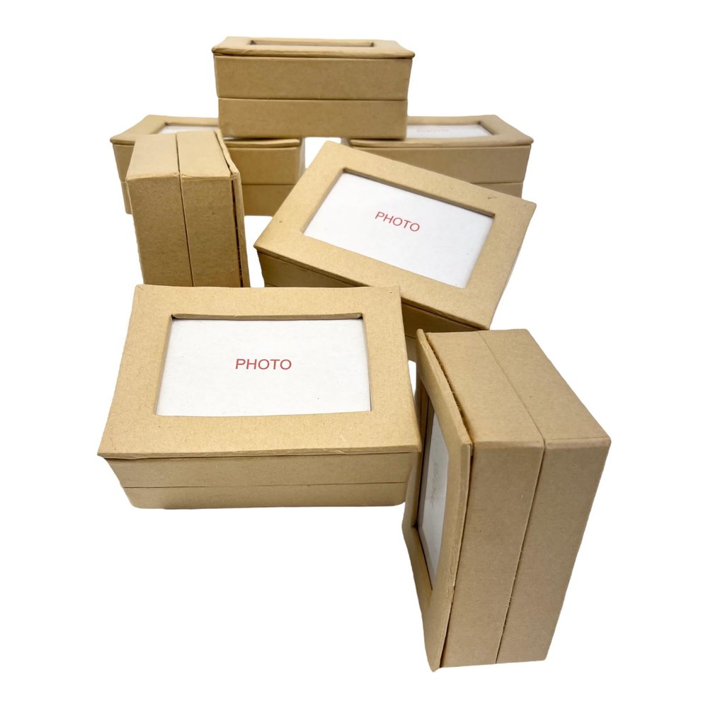 Expo International Value Pack of 12 Rectangular Photo Box-Small Tulle, Natural