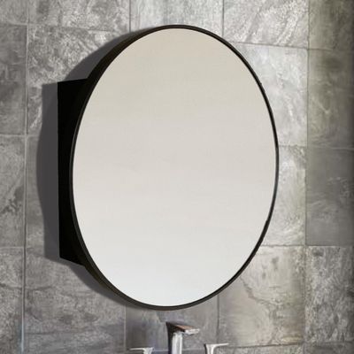 Bellaterra Home 8820-MC-BL Round Metal Frame Medicine Cabinet in Matte Black