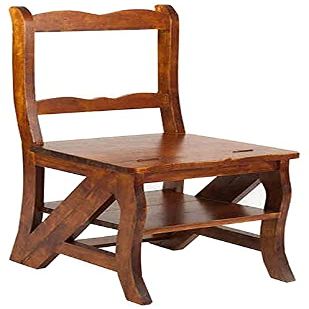 REMYS Step Stools for Seniors Wooden Adult Home Multifunction Solid Wood Ladder Chairs Folding Dual Use Nordic Creative Living Room Step Stools