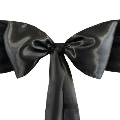 Balsa Circle 20 Black Satin Chair Sashes Bows Ties for Wedding Decorations Party Supplies Events Chair Covers Decor Banquet Reception