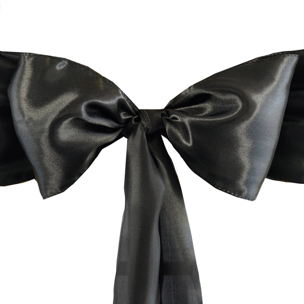 Balsa Circle 20 Black Satin Chair Sashes Bows Ties for Wedding Decorations Party Supplies Events Chair Covers Decor Banquet Reception