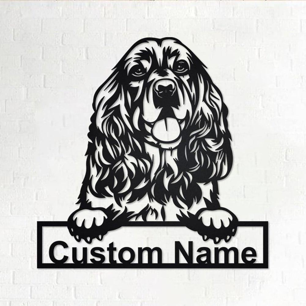 LOVELYPOD Cocker Spaniel Dog Metal Sign, Personalized Cocker Spaniel Cut Metal Sign Dog Lover Metal Wall Art, Laser Cut Metal Signs Cocker Spaniel Dog, Gifts for Dog Mom, Dog Dad, Lover Dog