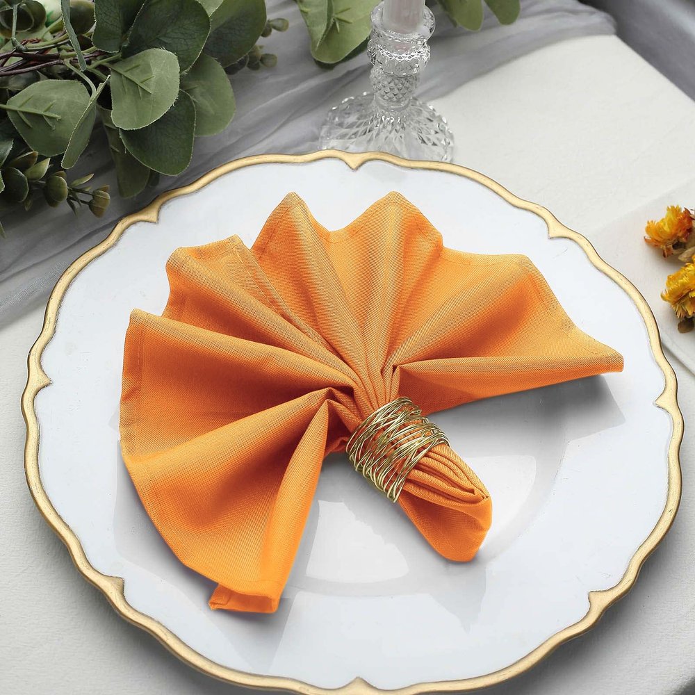 10 pcs 17-Inch Orange Polyester Luncheon Napkins for Wedding Reception Events Catering Restaurant Kitchen Decoration