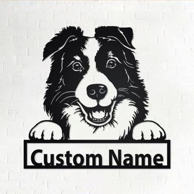 LOVELYPOD Border Collie Dog Metal Sign, Personalized Border Collie Cut Metal Sign, Dog Lover Metal Wall Art, Laser Cut Metal Signs Border Collie, Gifts for Dog Mom, Dog Dad, Lover Dog