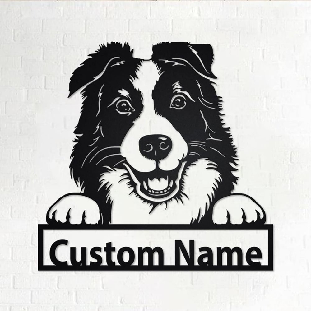 LOVELYPOD Border Collie Dog Metal Sign, Personalized Border Collie Cut Metal Sign, Dog Lover Metal Wall Art, Laser Cut Metal Signs Border Collie, Gifts for Dog Mom, Dog Dad, Lover Dog