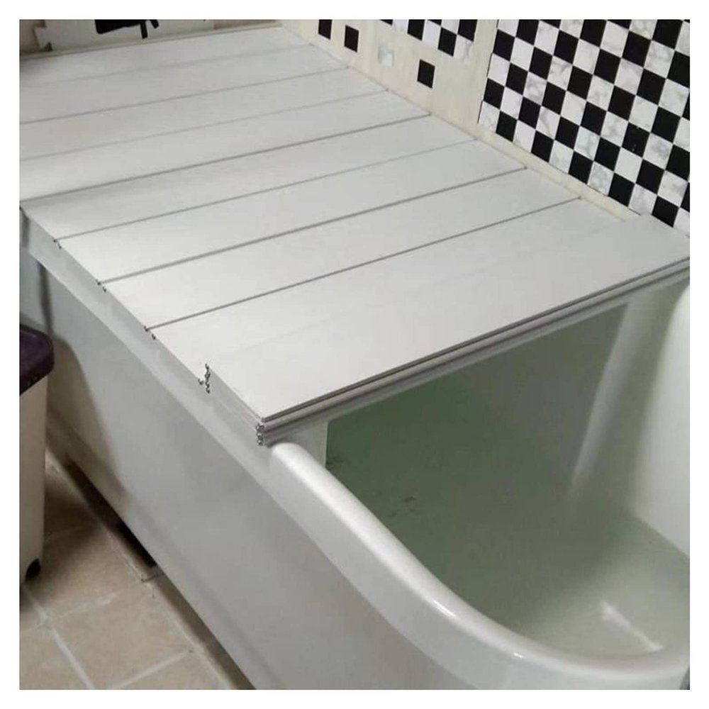 Bathtub Tray Folding Bathtub Insulation Cover Bathtub Tray, PVC Multifunction Insulation Cover Shutter Bath Lid for Phone Tablet Bracket, Dustproof Bath Shelf for Luxury Spa Or Reading Multifunctional