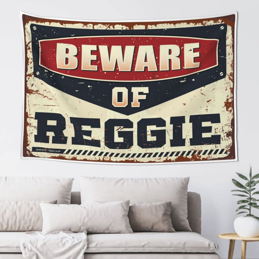 Abipuir Things For Boys Room Beware Of Reggie Tapestry Room Door Decor Bar For Man Cave (Size : 75X100CM)