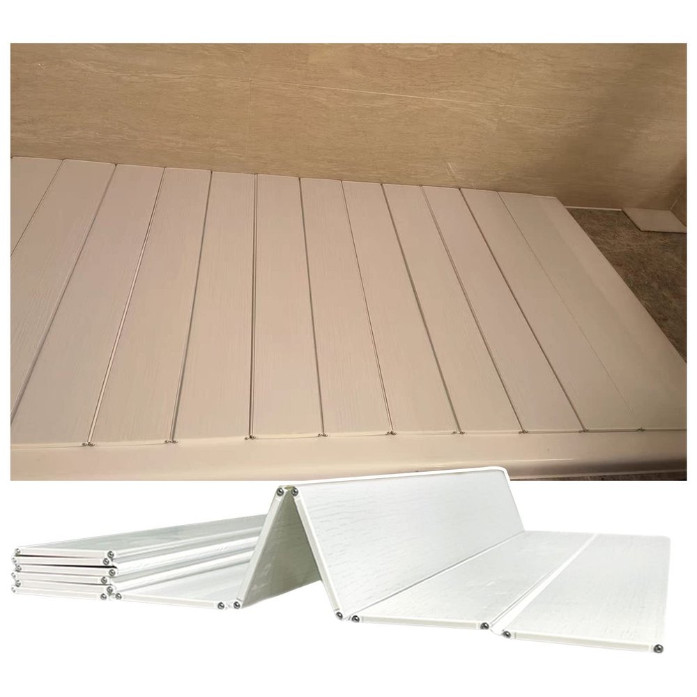 Bathtub Tray Bathtub Caddy Tray Folding Bathtub Cover, Multifunction PVC Dust-Proof Board Insulation Cover, 0.6cm Thickness Bath Tub Accessories Shutter Bath Lid, 22 Size Multifunctional (Color : WHI