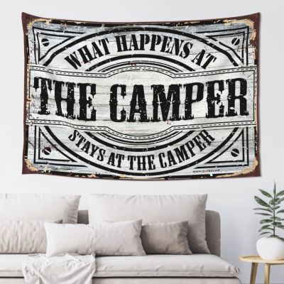 Abipuir Man Cave Decorations What Happens At The Camper Stays At The Camper Tapestry Bar Man Cave Decor Men Decor (Size : 75X92CM)