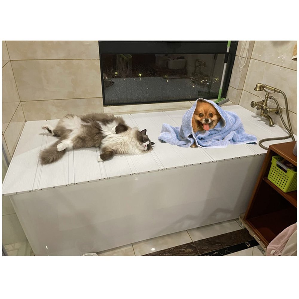 Bathtub Tray PVC Bathtub Tray Bathtub Cover, Thickness 1.2cm Foldable Bathtub Insulation Cover for Most Standard Sized Bathtubs, Dustproof Insulation Board for Home Spa Bath Tray Multifunctional (Col