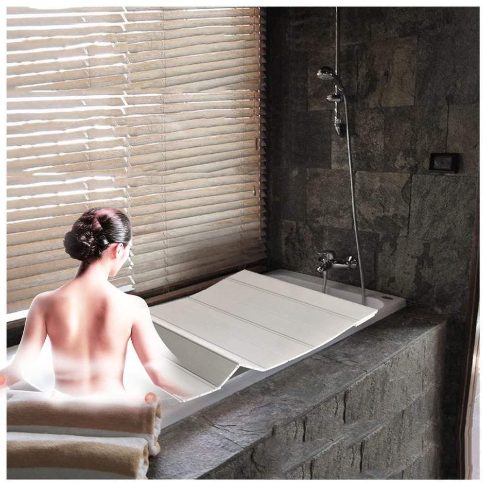 Bathtub Tray PVC Bathtub Tray Bathtub Insulation Cover, 0.6cm Thickness Folding Dust Board Bathtub Insulation Cover Bathtub Accessories, Shutter Bath Lid Bath Tub Accessories, 22 Size Multifunctional