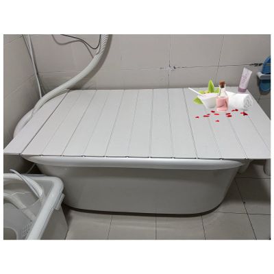 Bathtub Tray Folding PVC Bathtub Tray Bathtub Cover, Dust-Proof Heat-Resistant Insulation Cover Shutter Bath Lid for Most Standard Sized Bathtubs, Thickened 0.6cm, Bearing 5kg Multifunctional (Color