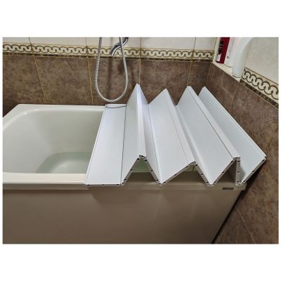 Bathtub Tray Folding Bathtub Cover Bathtub Tray, 1.2cm Thickness PVC Shutter Bath Lid Bathtub Accessories, Easy Installation Dust-Proof Insulation Board for Most Bathtubs Multifunctional (Color : WHI