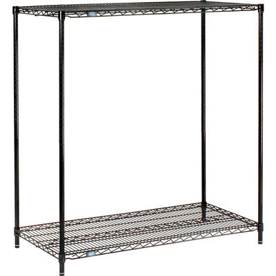 Nexel Black Epoxy, 2 Tier, Wire Shelving Starter Unit, 42"W x 21"D x 34"H