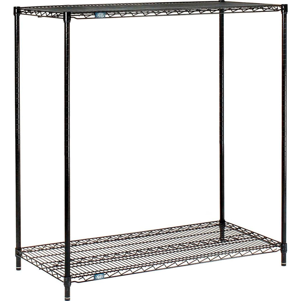 Nexel Black Epoxy, 2 Tier, Wire Shelving Starter Unit, 42"W x 21"D x 34"H