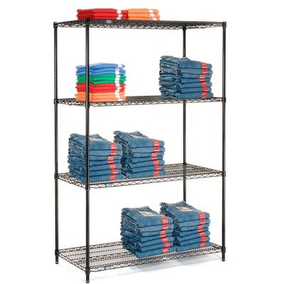 Nexel Black Epoxy, 5 Tier, Wire Shelving Starter Unit, 60"W x 14"D x 63"H