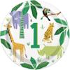 Unique 78355EU Eco-Friendly Paper Plates-23 cm-Animal Safari Party-8 Count (Pack of 1), Multicolour view 1