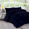 AHJ Beddings Luxurious 3 Piece Pinch Pleated Comforter Set (1 Comforter 500GSM Microfiber Filled + 2 Pillow Shams) 1000 Thread Count 100% Egyptian Cotton - Super King Size, Navy Blue view 1