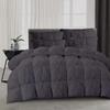 AHJ Beddings Luxurious 3 Piece Pinch Pleated Comforter Set (1 Comforter 500GSM Microfiber Filled + 2 Pillow Shams) 1000 Thread Count 100% Egyptian Cotton - Oversized King Size, Dark Grey view 2