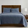 HiEnd Accents Stonewashed Cotton Gauze 3 Piece Vintage Quilt Set, French Blue Size, Copper Solid Color Diamond Stitch, Classic Chic Casual Modern Rustic Bedding, Lightweight Quilt with Pillow Shams view 1