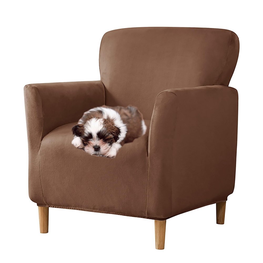 ZSDCGC Club Chair Slipcover Armchair Slipcover Removable Washable Armrest Sofa Cover Couch Covers Furniture Protector with Elastic Bottom (Color : Brown)