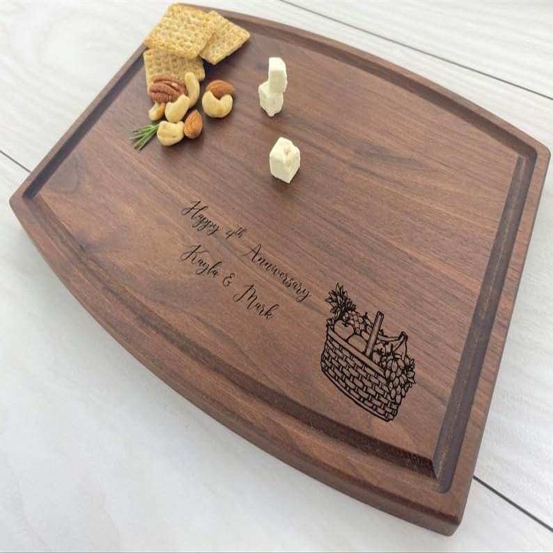 Personalized Cutting Board, Engraved Cutting Board, Fruit/Flowers Anniversary, Wedding Gift, Fourth Wedding Anniversary Gift, Four Years 143 (Cherry, 11" x 6")