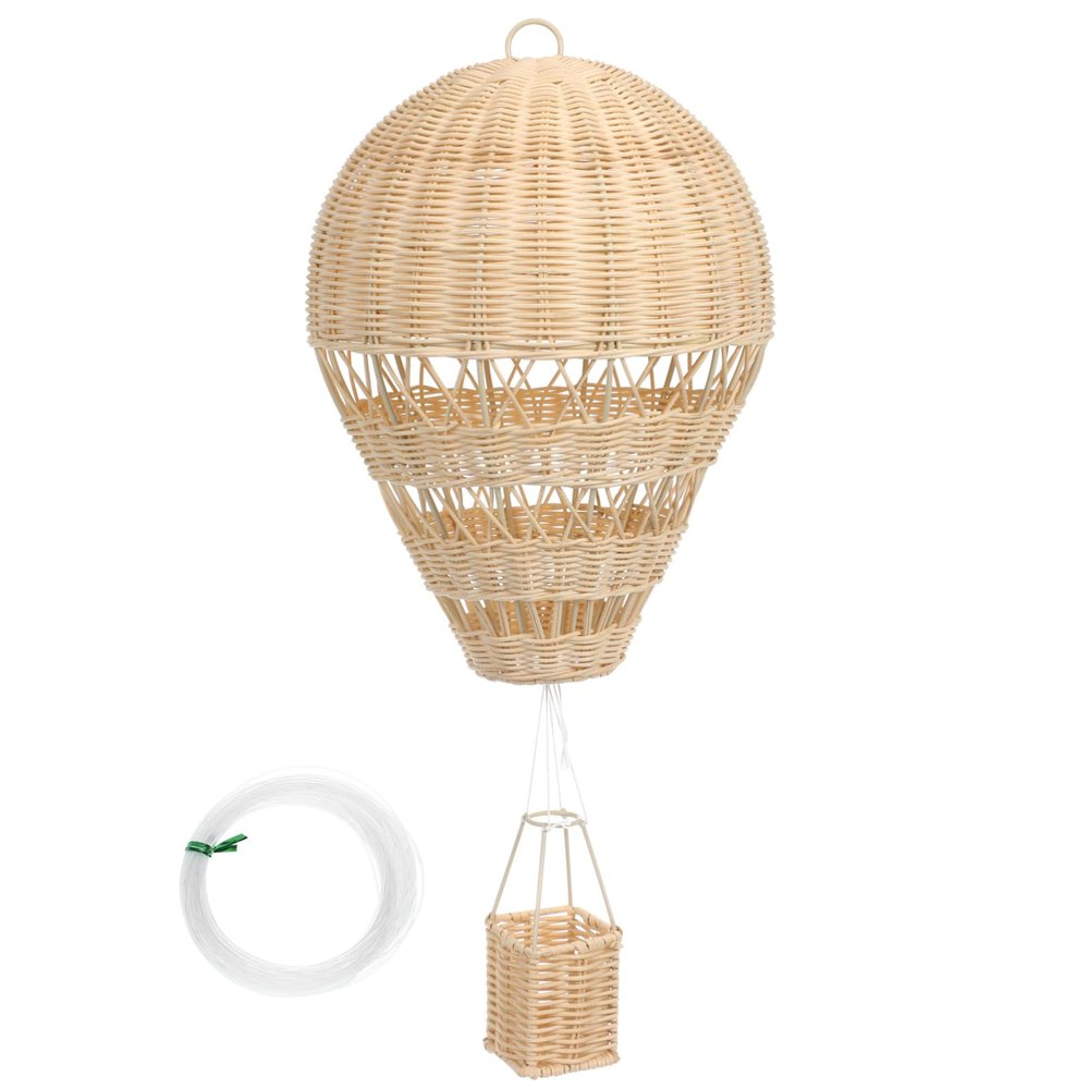Garneck Rattan hot air Balloon Inflatable hot air Balloon Wooden Kindergarten Ornaments Hanging s Decor Rattan Woven Pendant Children's Room Basket
