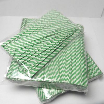 Qty 1200pcs 10cm(4") x 4mm GREEN/WHITE STRIPE paper twist ties, untearable and reusable paper coated wired ties for Bakery, Candy, Coffee and Goodie Bags.