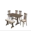 Best Quality Furniture D178D6 Dining Set, Brown Oak/Beige view 1
