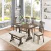 Best Quality Furniture D178D6 Dining Set, Brown Oak/Beige view 2
