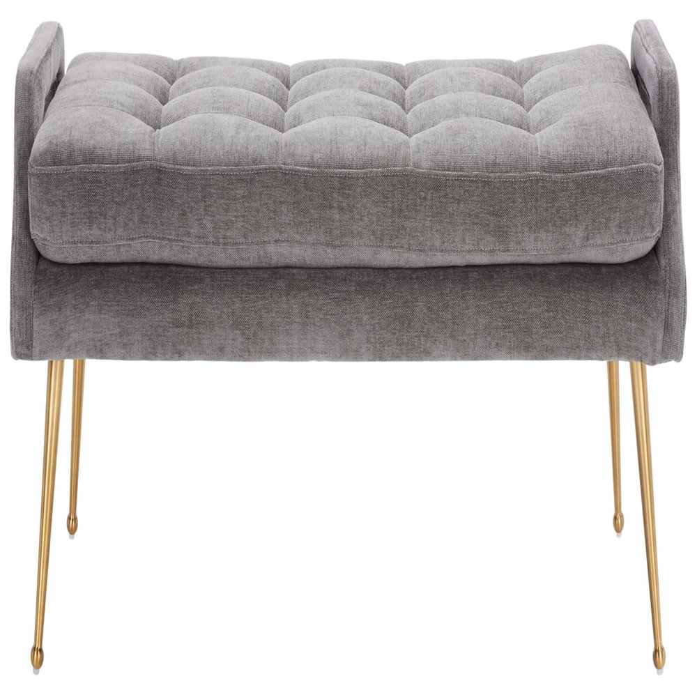 SAFAVIEH Home Collection Everdeen Glam Charcoal Velvet/Gold Pillow Top Tufted Bench