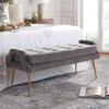 SAFAVIEH Home Collection Everdeen Glam Charcoal Velvet/Gold Pillow Top Tufted Bench view 2